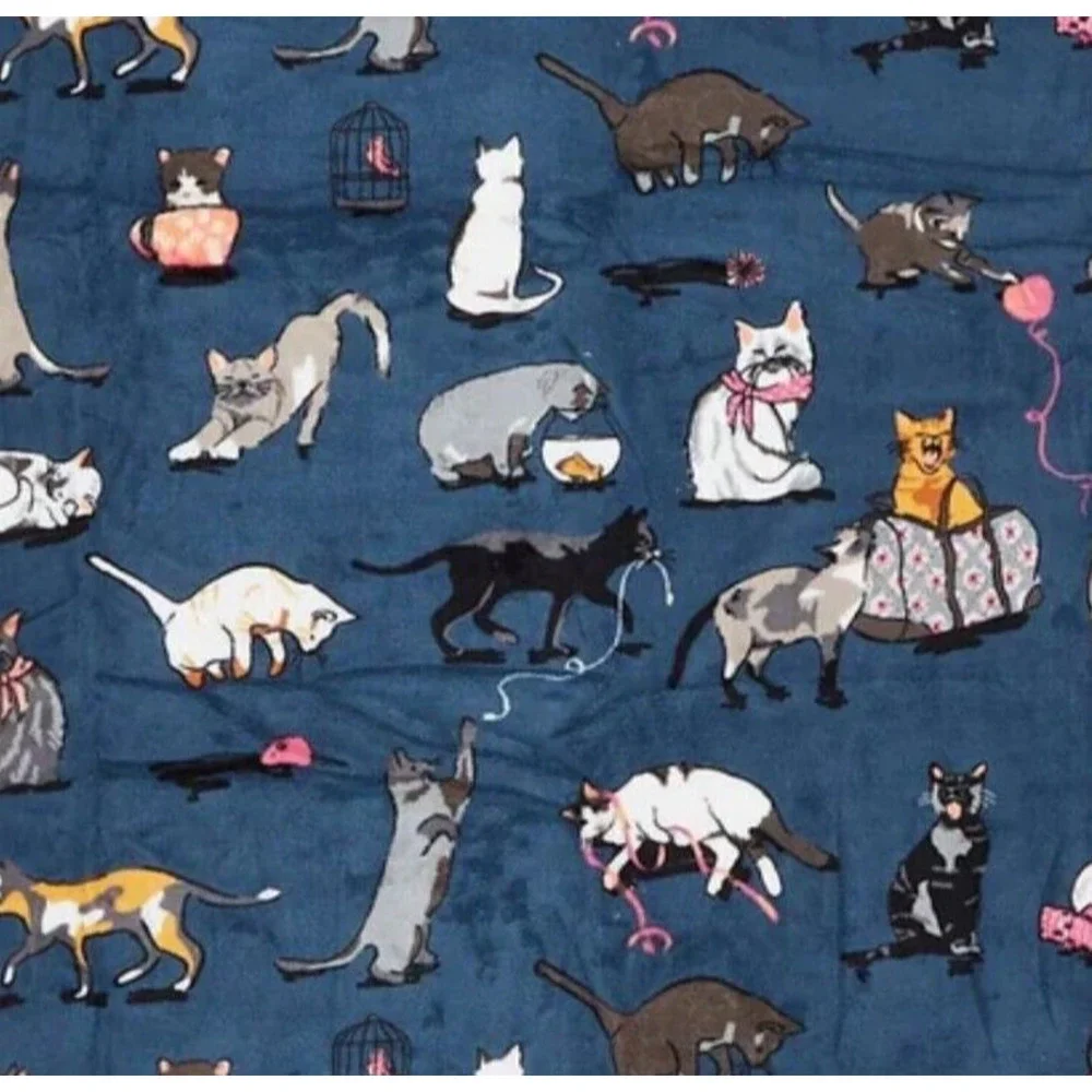 Vera Bradley CAT'S MEOW Throw Blanket Plush NWT 80
